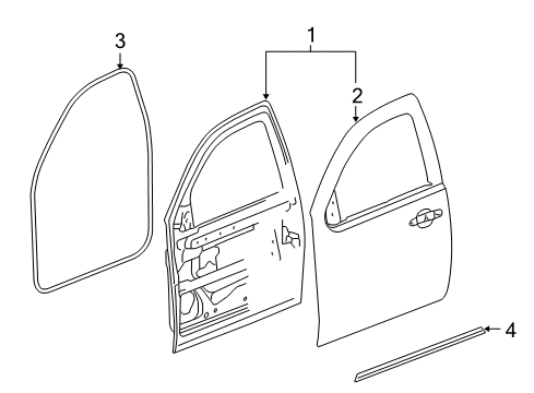 2009 Chevy Tahoe Door Assembly, Front Side (Lh) Diagram for 22892591