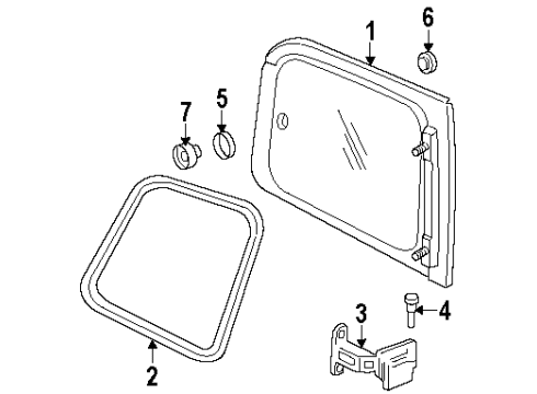 2002 Oldsmobile Silhouette Quarter Window Diagram 1 - Thumbnail