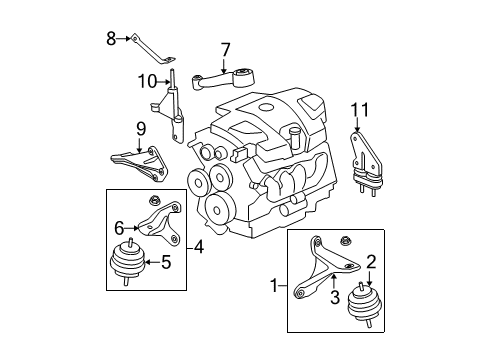 2007 Buick Lucerne Bracket, Engine Front Mount Diagram for 15780838