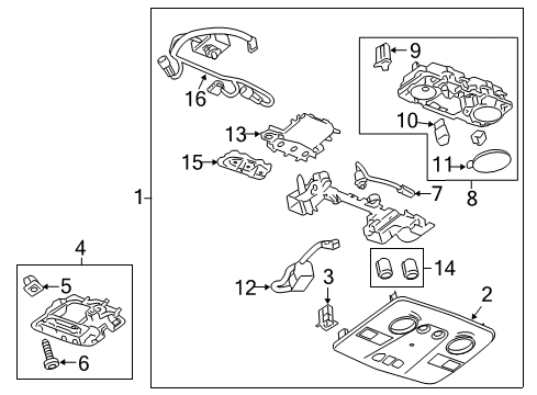 2014 GMC Acadia Console Assembly, Roof *Shale Diagram for 22902548