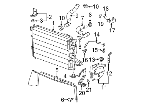 2006 Chevy Equinox Radiator & Components Diagram