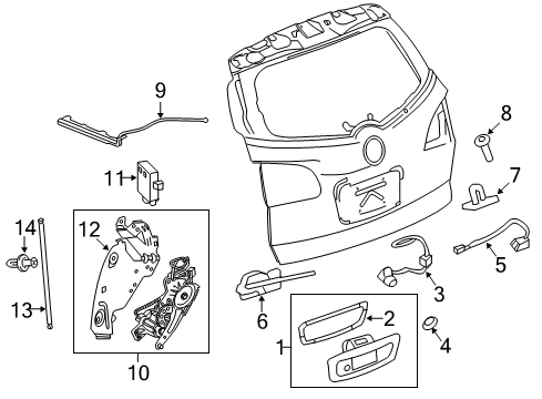 2010 Chevy Traverse Rod Assembly, Lift Gate Actuator Diagram for 20812018