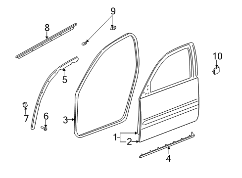 2001 Buick LeSabre Front Door, Body Diagram