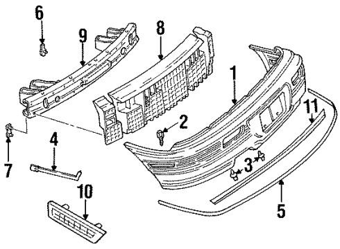 1996 Oldsmobile Achieva Rear Bumper Cover Diagram for 22598490