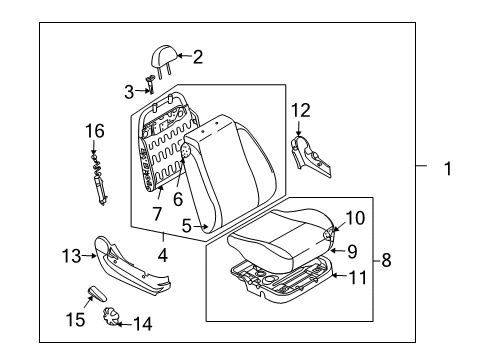 2008 Chevy Aveo Cushion Asm,Passenger Seat *Black,W/Whit Diagram for 96891954