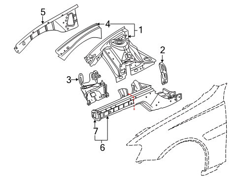 2009 Pontiac G8 Panel Assembly, Front Wheelhouse Diagram for 92194555