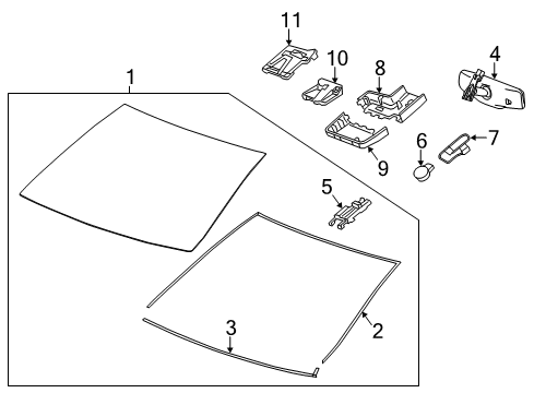 2020 Cadillac CT6 Windshield Glass Diagram 1 - Thumbnail