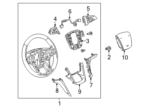 2012 Chevy Equinox Steering Wheel Assembly *Black Diagram for 23290603