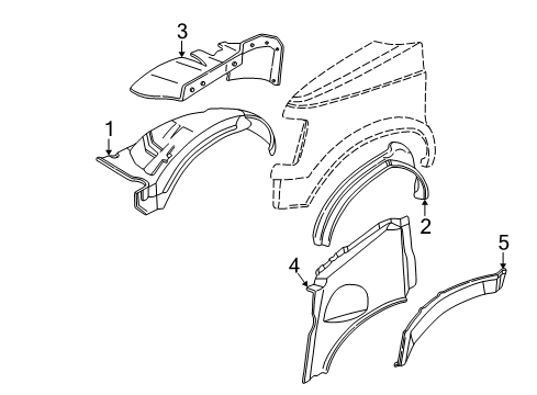 1994 GMC Safari Shield Assembly, Front Wheelhouse Panel Splash Diagram for 15688340