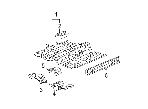 2007 Chevy Malibu Pillars, Rocker & Floor - Floor & Rails Diagram 1 - Thumbnail