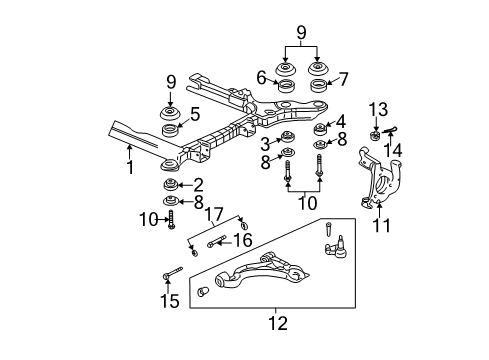 2005 Cadillac DeVille Insulator Assembly, Drivetrain & Front Suspension Frame *Red Diagram for 25665904