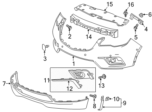 2018 Buick Envision Absorber Assembly, Front Bumper Fascia Energy Diagram for 22905945