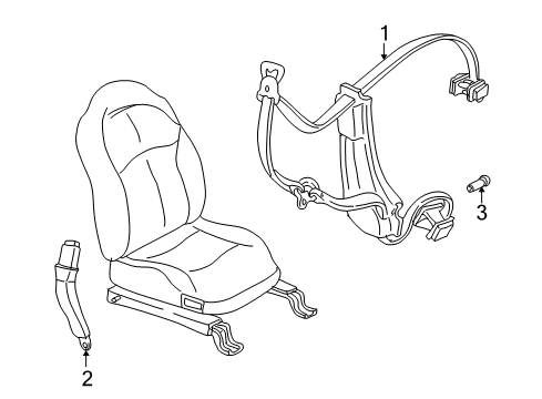 2003 Chevy Corvette Belt Kit,Passenger Seat (Retractor Side) *Black *Black Diagram for 88956038