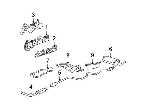 2004 Chevy Classic Exhaust Components, Exhaust Manifold Diagram