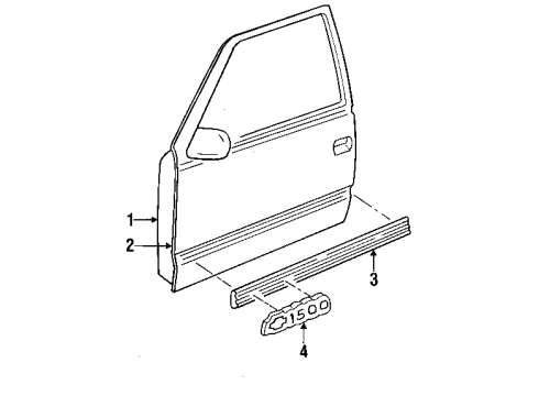 1995 Chevy Tahoe Front Door, Body Diagram