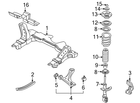 1999 Pontiac Sunfire Support,Front Suspension Diagram for 15136600