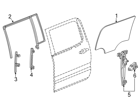 2019 GMC Yukon XL Rear Door - Glass & Hardware Diagram