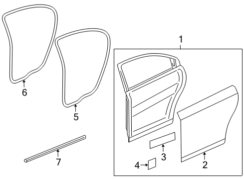 2012 Chevy Cruze Door Assembly, Rear Side (Rh) Diagram for 22900378