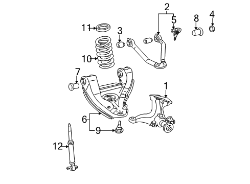 1995 GMC C2500 Front Suspension, Control Arm Diagram 2 - Thumbnail