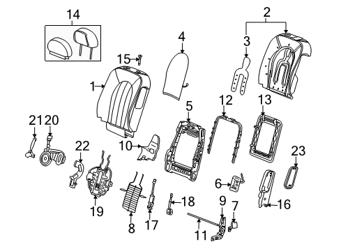 2008 Buick Lucerne Restraint Assembly, Driver Seat Head *Shale Diagram for 20921836