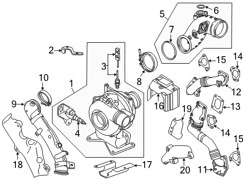 2016 GMC Sierra 3500 HD Turbocharger, Engine Diagram 2 - Thumbnail