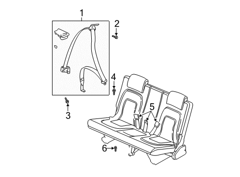 2007 Buick Rendezvous Rear Seat Belt Kit #2 (Retractor Side) *Light Gray *Gray Diagram for 19121666