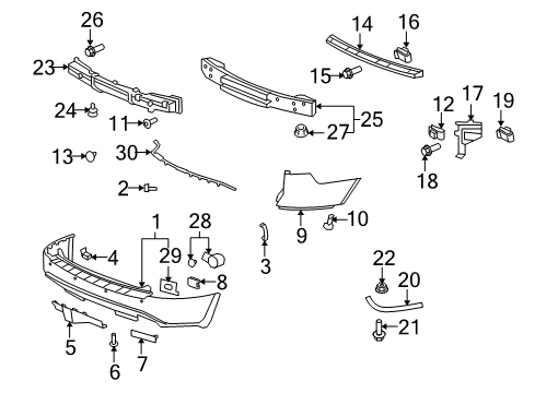 2009 Chevy Traverse Rear Textured Bumper Cover Diagram for 20969837