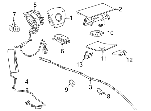 2007 Chevy Avalanche Airbag Assembly, Front & Rear Row R/Rail Diagram for 84308906