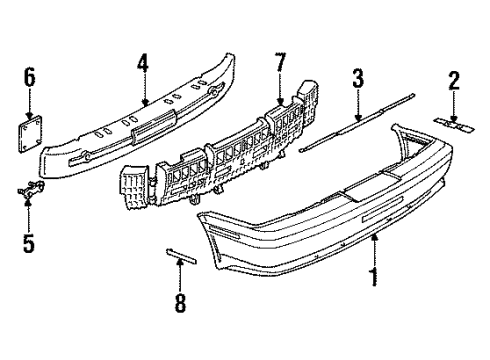 1994 Saturn SL2 Absorber,Asm Rear Bumper Diagram for 21095134