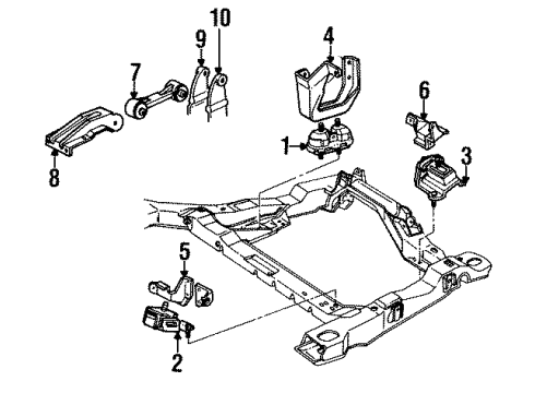 1991 Pontiac 6000 Engine & Trans Mounting Diagram 2 - Thumbnail