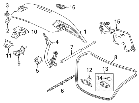 2016 Chevy Malibu Limited Lid Assembly, Rear Compartment Diagram for 22944884