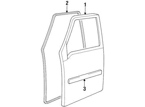 1998 Chevy Tracker Molding,Front Side Door *Black Diagram for 30015353