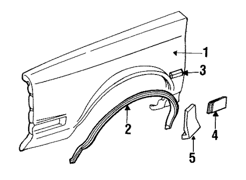 1990 Oldsmobile Cutlass Ciera Front Fender Emblem Assembly Diagram for 10096343