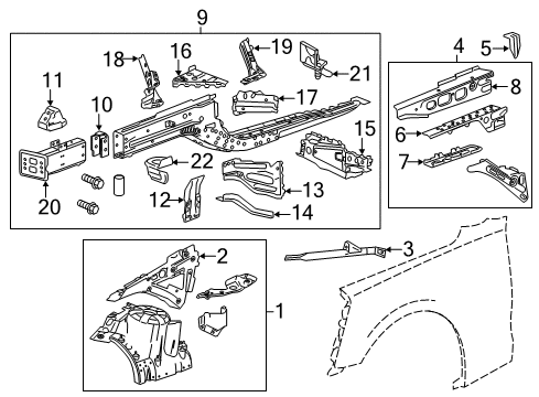 2019 Chevy Camaro Absorber Assembly, Front Bpr Engy Diagram for 84941936