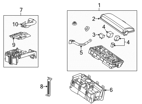 2011 Cadillac SRX Block Assembly, Engine Wiring Harness Junction Diagram for 15896995