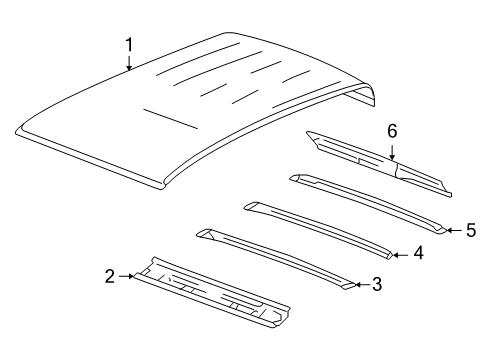 2010 Hummer H3T Reinforcement, Roof Panel Rear Diagram for 94725186