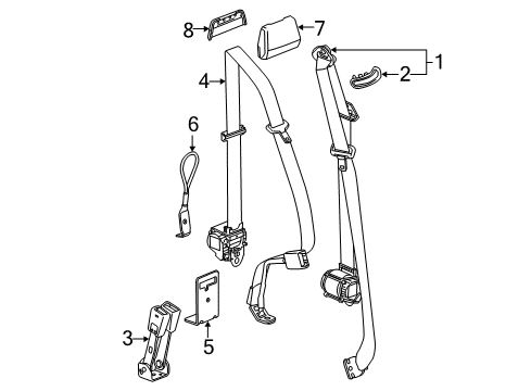 2017 Chevy Silverado 2500 HD Rear Seat Belts Diagram