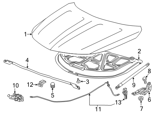 2016 Chevy Impala Hood & Components, Body Diagram