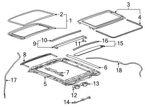 2017 Cadillac XTS Sunroof, Body Diagram