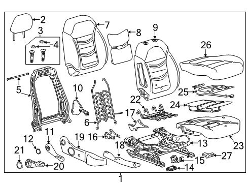 2016 Chevy Volt Cover, Front Seat Outer Adjuster Rear Finish *Dark Ash Gre Diagram for 23474689