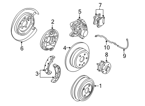 2000 Saturn LS2 Shoe Kit,Rear Parking Brake Diagram for 21018999