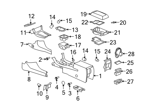 2008 Saturn Aura Holder Assembly, Front Floor Console Rear Cup *Medium Duty Titanium Diagram for 15920760