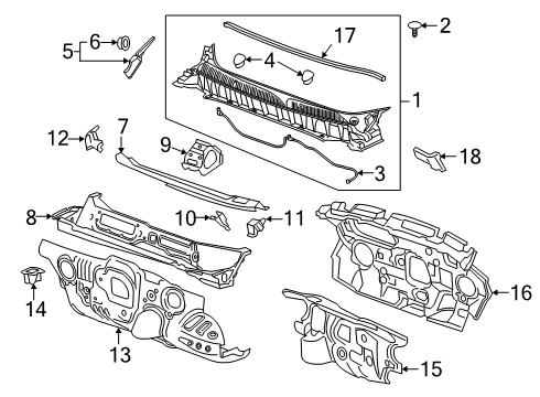 2020 Cadillac XT6 Bracket Assembly, Plenum Panel Diagram for 23266755