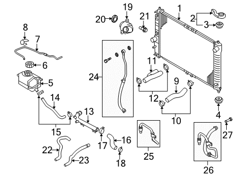 2006 Chevy Aveo Radiator Surge Tank Radiator Hose Diagram for 96536611