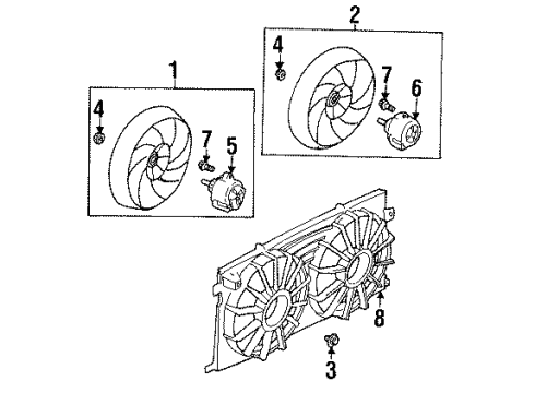 2003 Oldsmobile Aurora Cooling System, Radiator, Cooling Fan Diagram 1 - Thumbnail