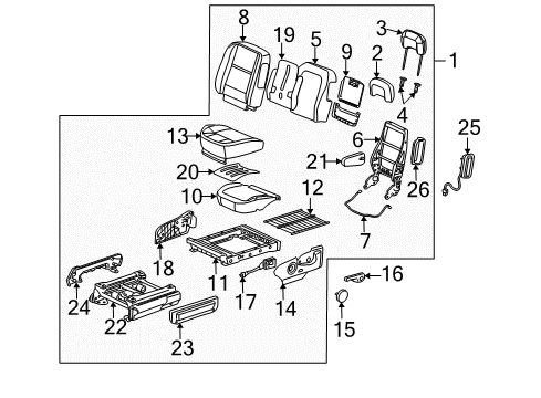 2007 Chevy Uplander Cover Asm,Passenger Seat Back Cushion *Gray Diagram for 89044195