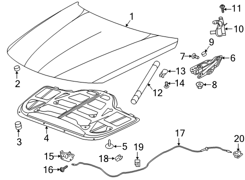 2020 Cadillac CT6 Hood & Components Diagram