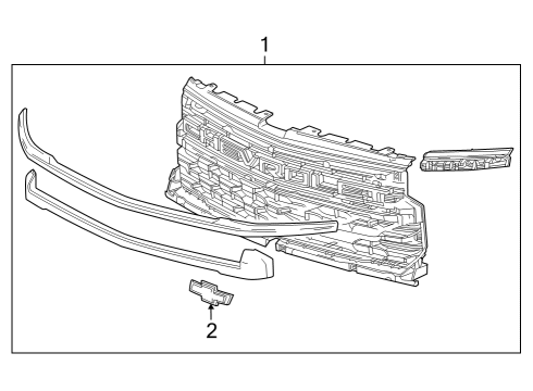 2023 Chevy Silverado 1500 Grille & Components Diagram 2 - Thumbnail