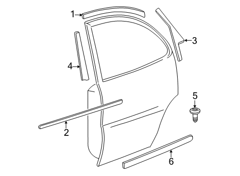 2003 Chevy Impala Exterior Trim - Rear Door Diagram