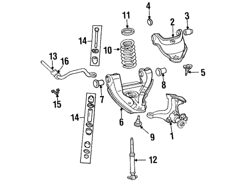 1988 Chevy C1500 Front Suspension, Control Arm Diagram 3 - Thumbnail